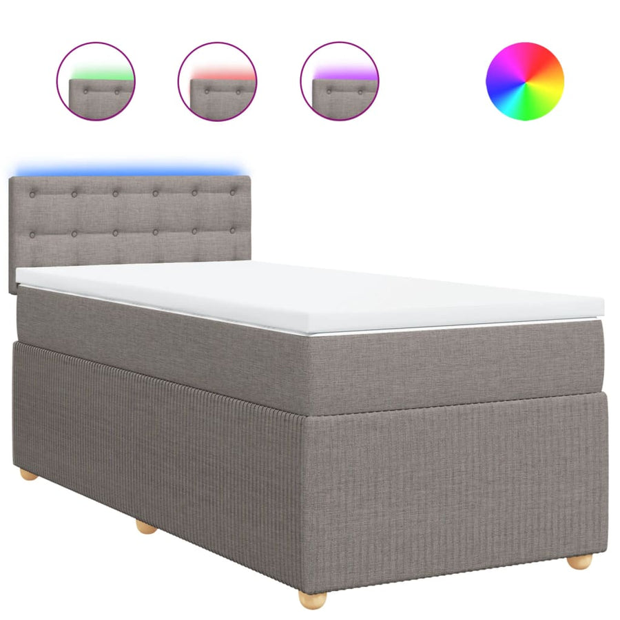 Boxspring met matras stof taupe 100x200 cm