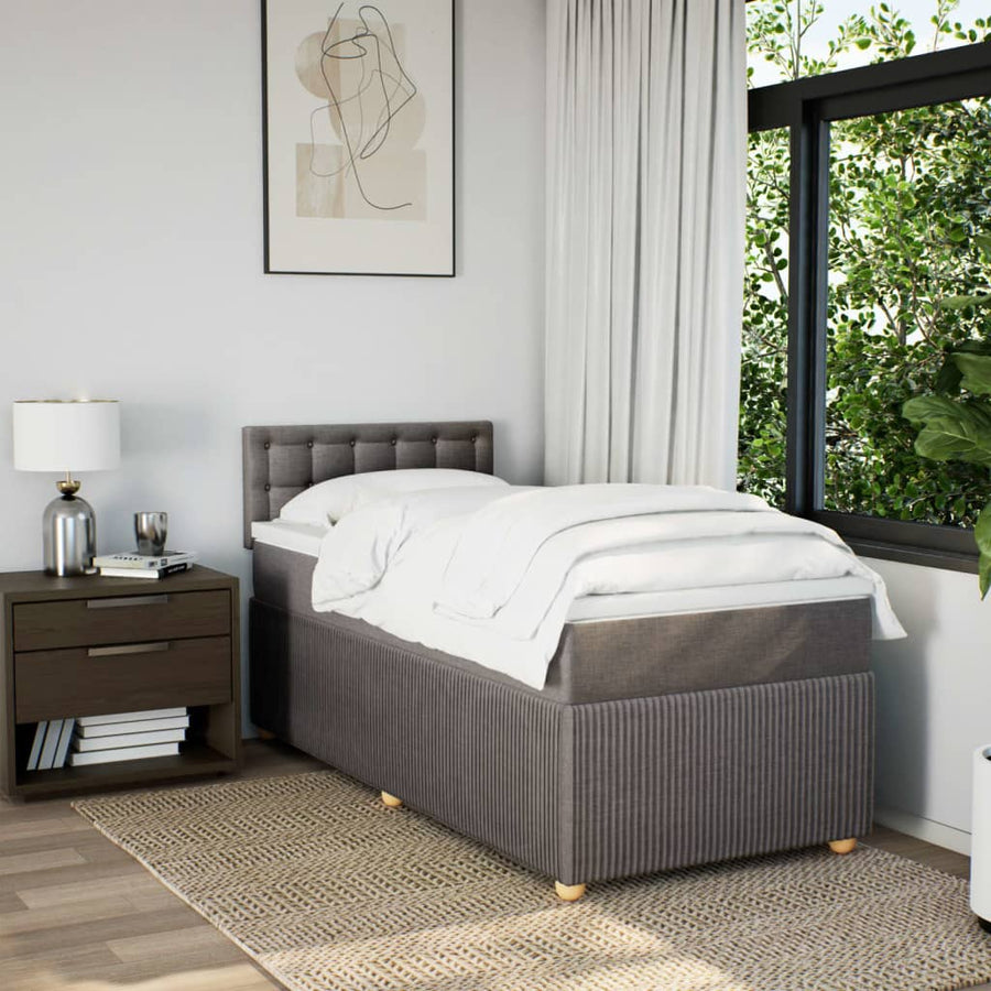 Boxspring met matras stof taupe 100x200 cm