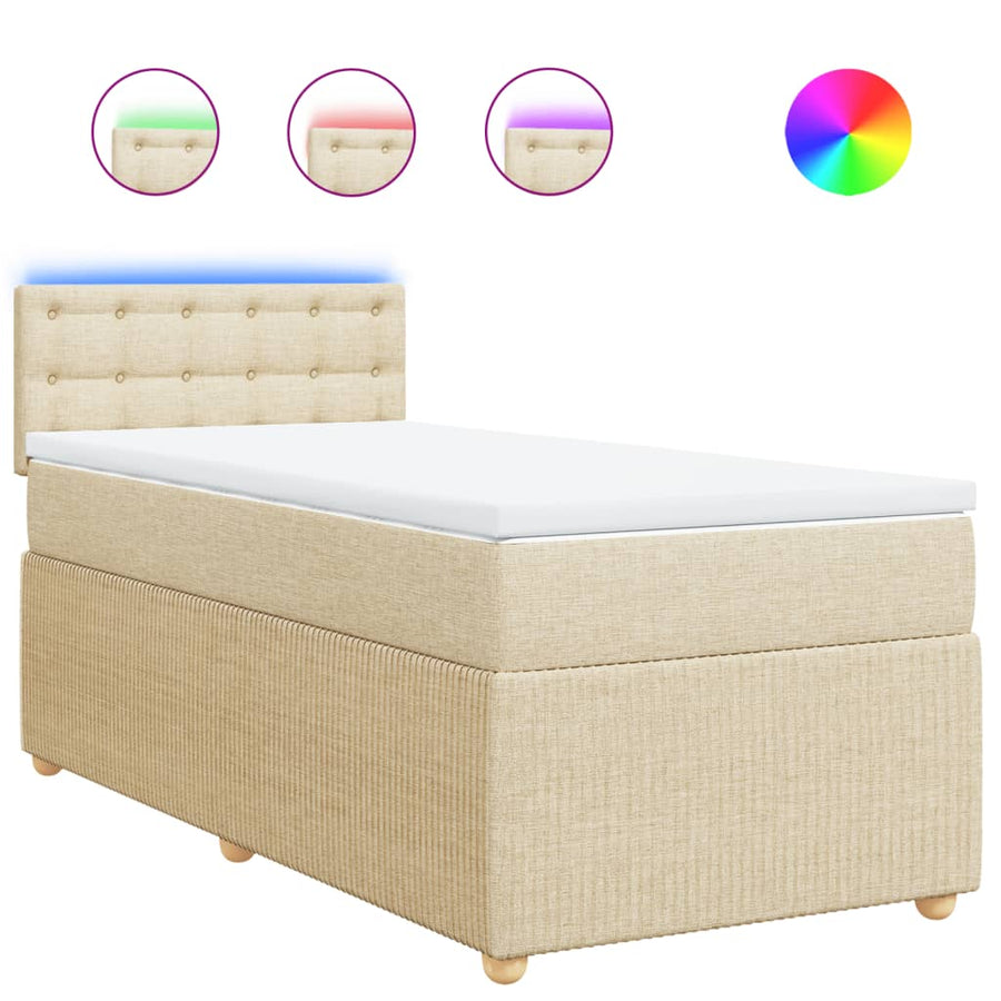 Boxspring met matras stof crèmekleurig 100x200 cm