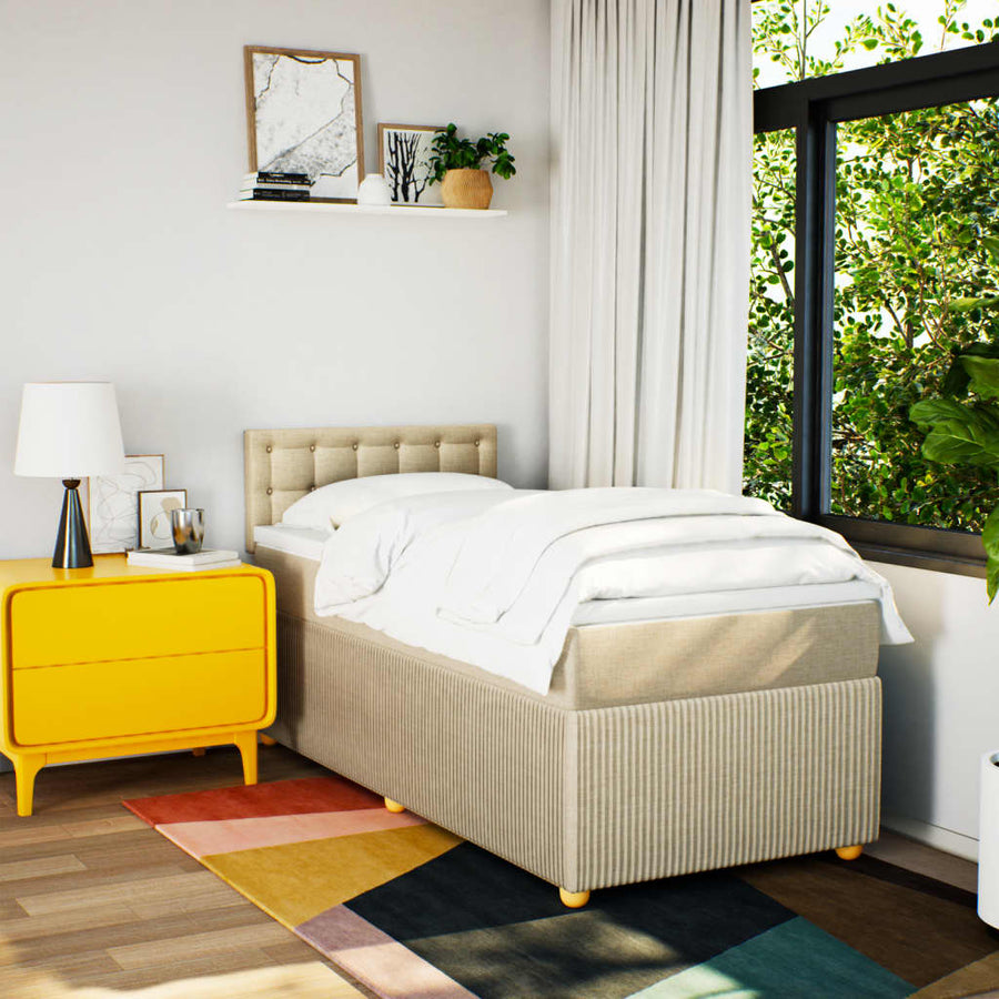 Boxspring met matras stof crèmekleurig 100x200 cm