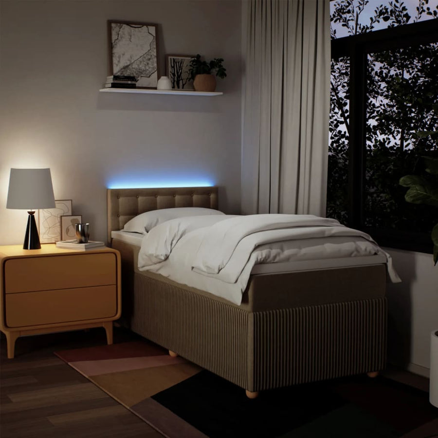 Boxspring met matras stof crèmekleurig 100x200 cm