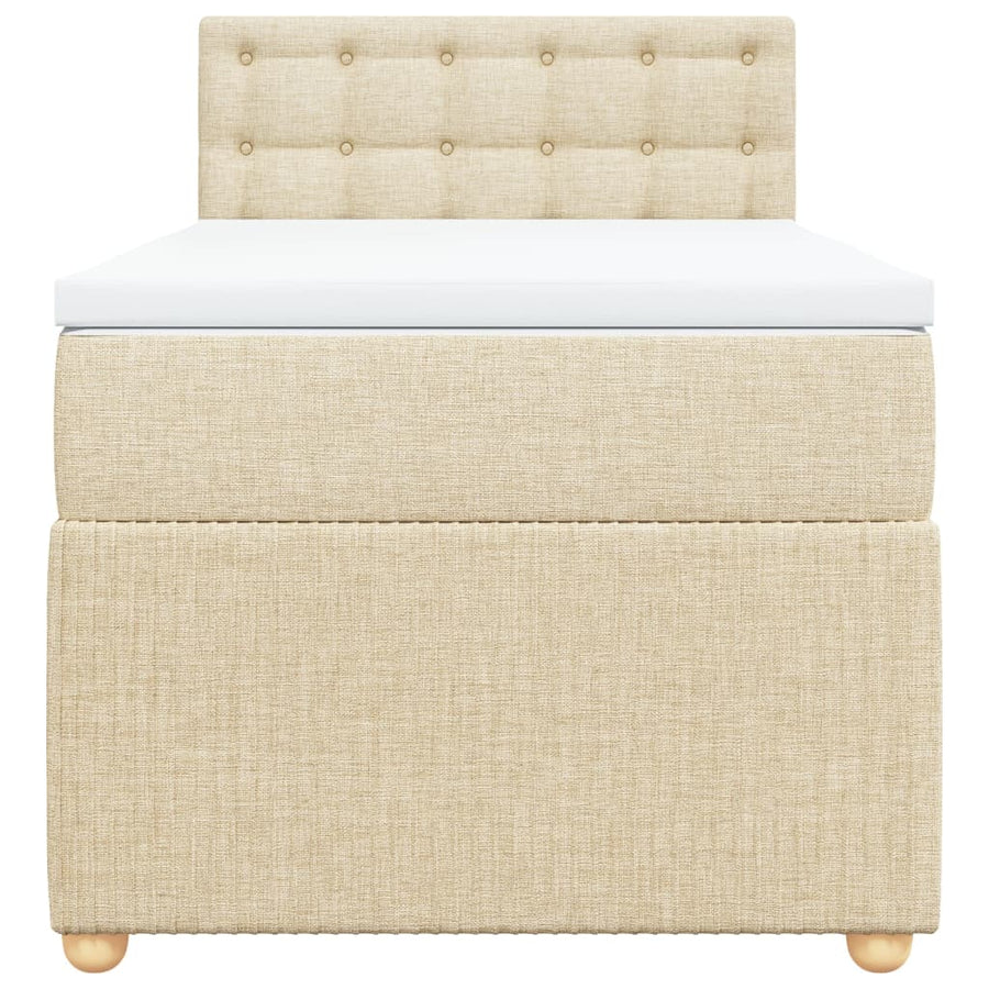 Boxspring met matras stof crèmekleurig 100x200 cm