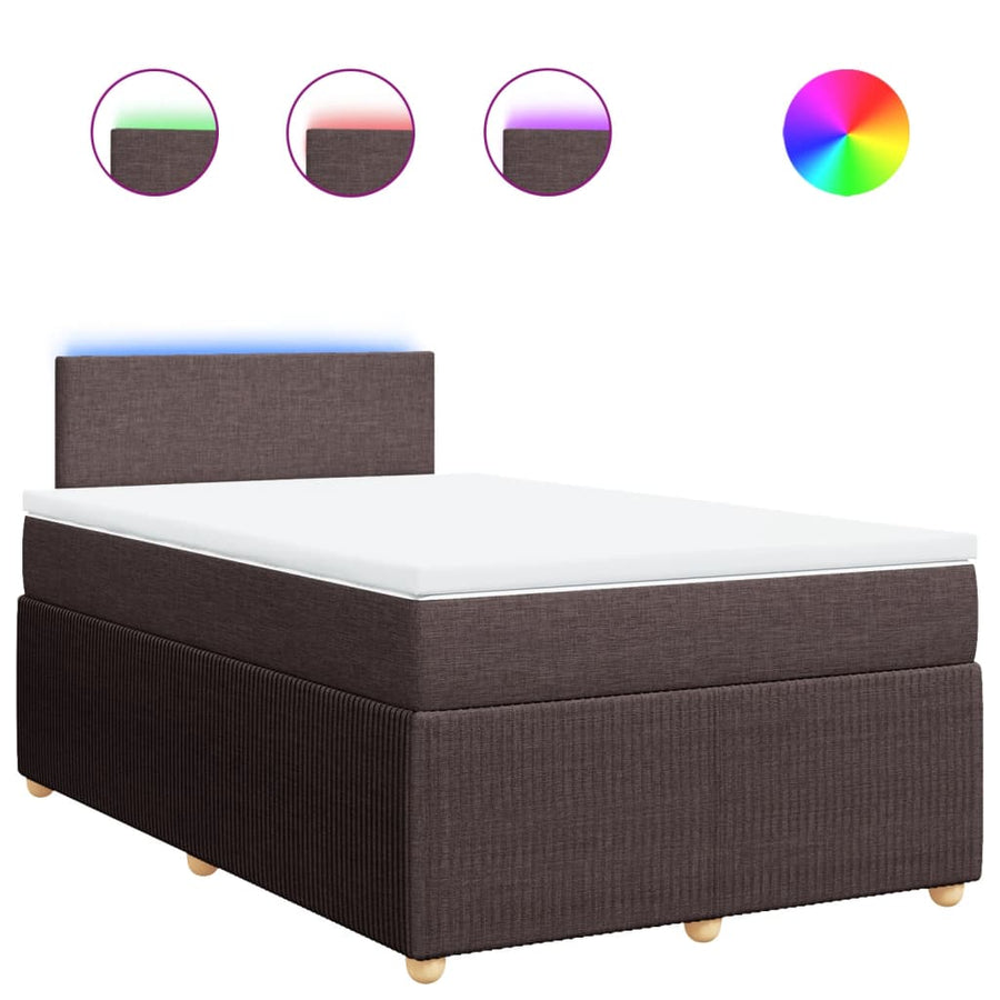 Boxspring met matras stof donkerbruin 120x190 cm