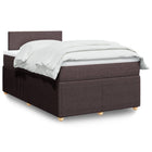 Box spring with mattress, dark brown fabric, 120x190 cm
