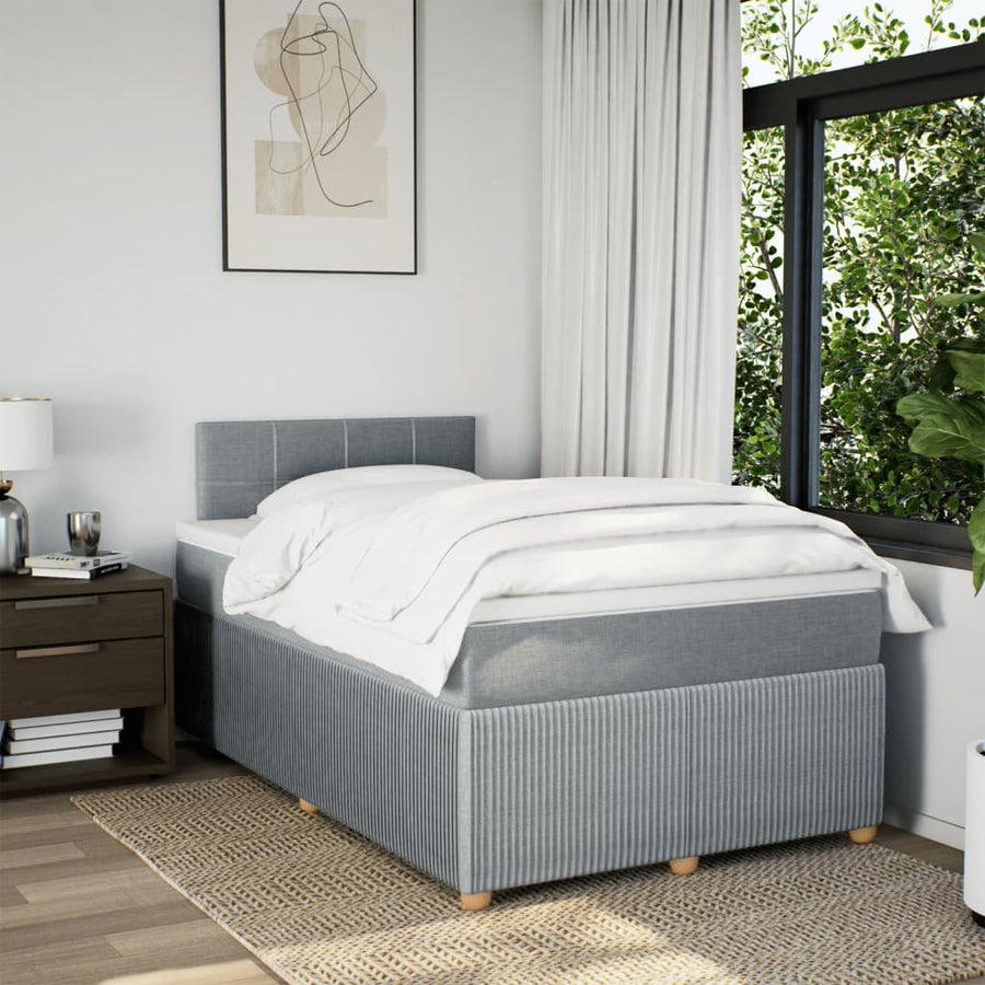 Boxspring met matras stof lichtgrijs 120x190 cm
