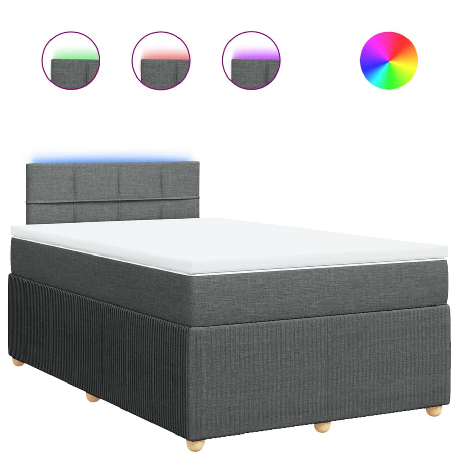 Boxspring met matras stof donkergrijs 120x190 cm