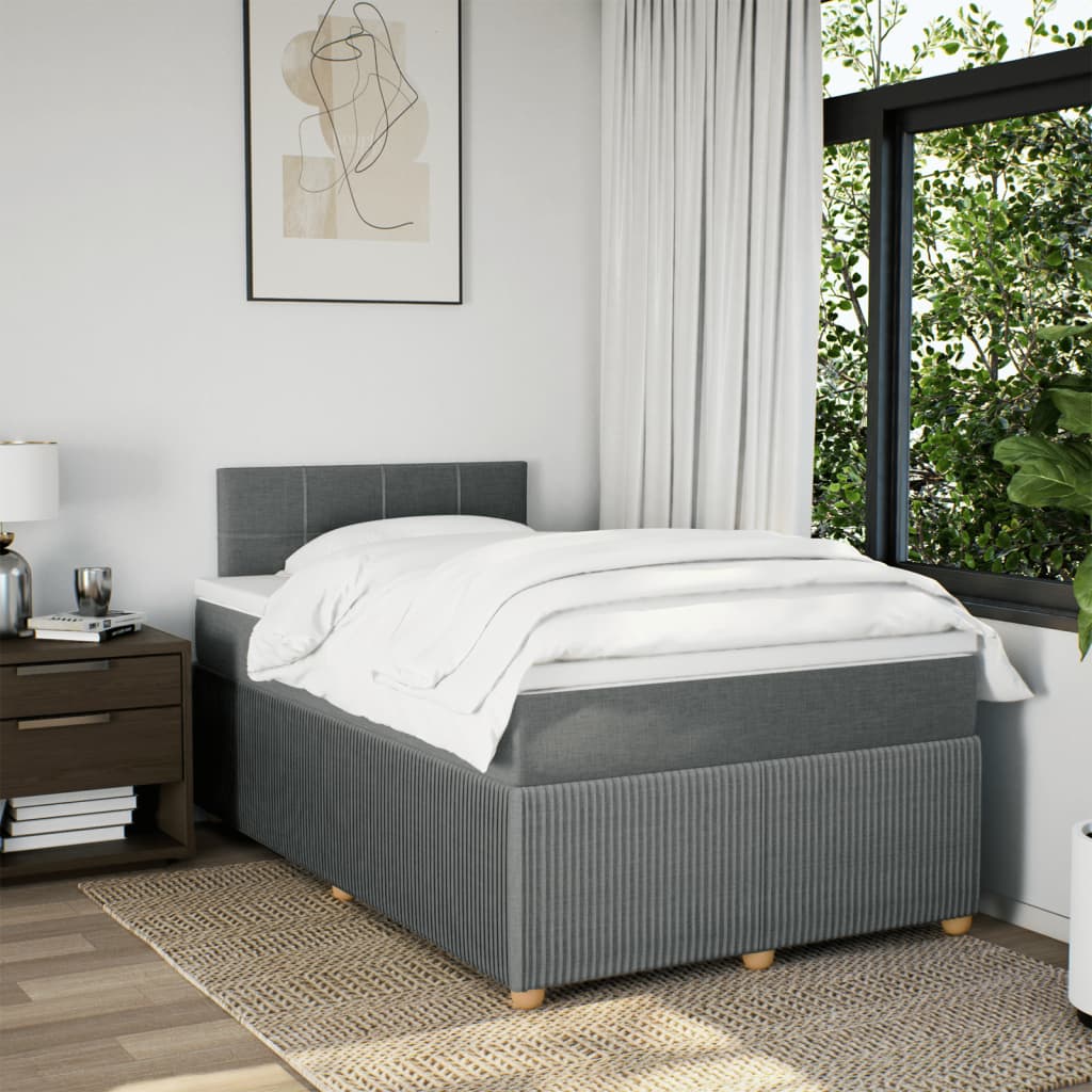 Boxspring met matras stof donkergrijs 120x190 cm