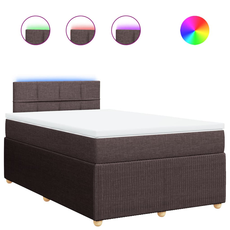Boxspring met matras stof donkerbruin 120x190 cm