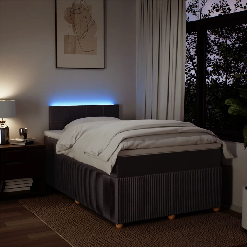 Boxspring met matras stof donkerbruin 120x190 cm