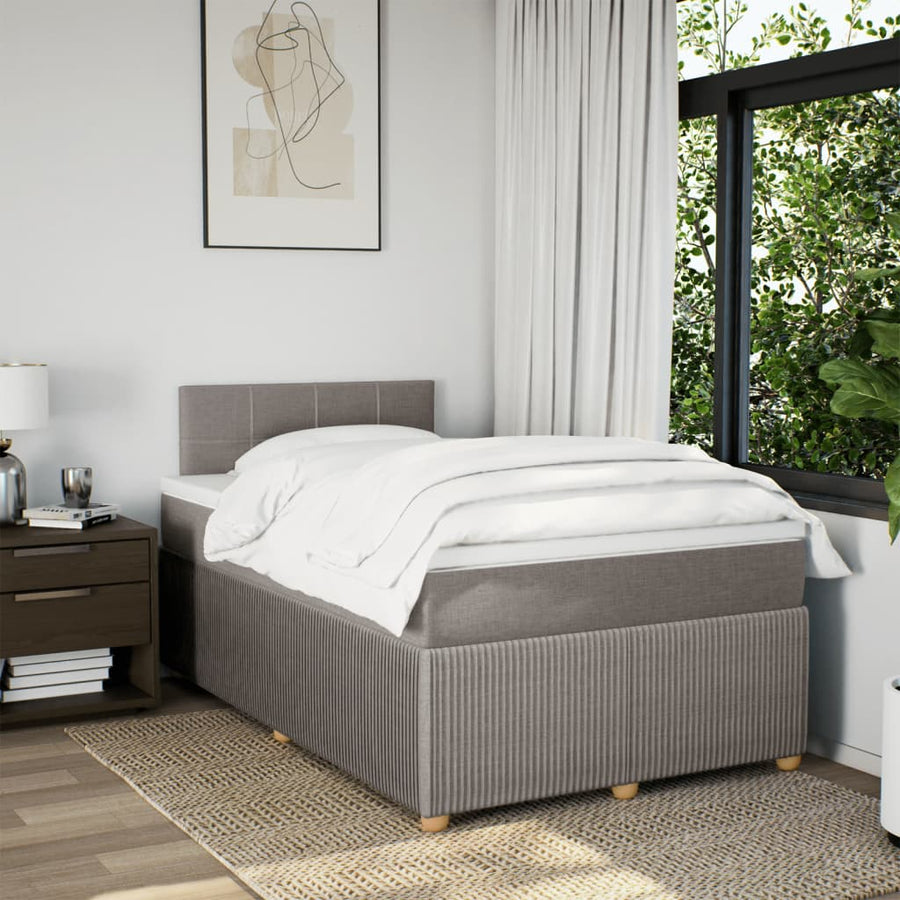 Boxspring met matras stof taupe 120x190 cm