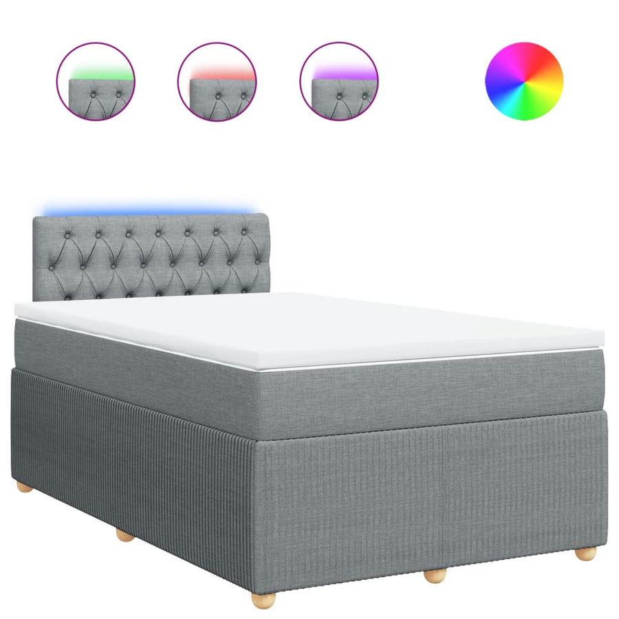 Boxspring met matras stof lichtgrijs 120x190 cm
