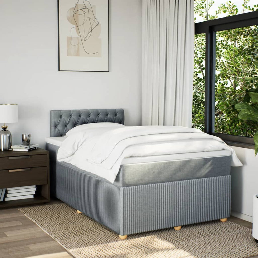 Boxspring met matras stof lichtgrijs 120x190 cm