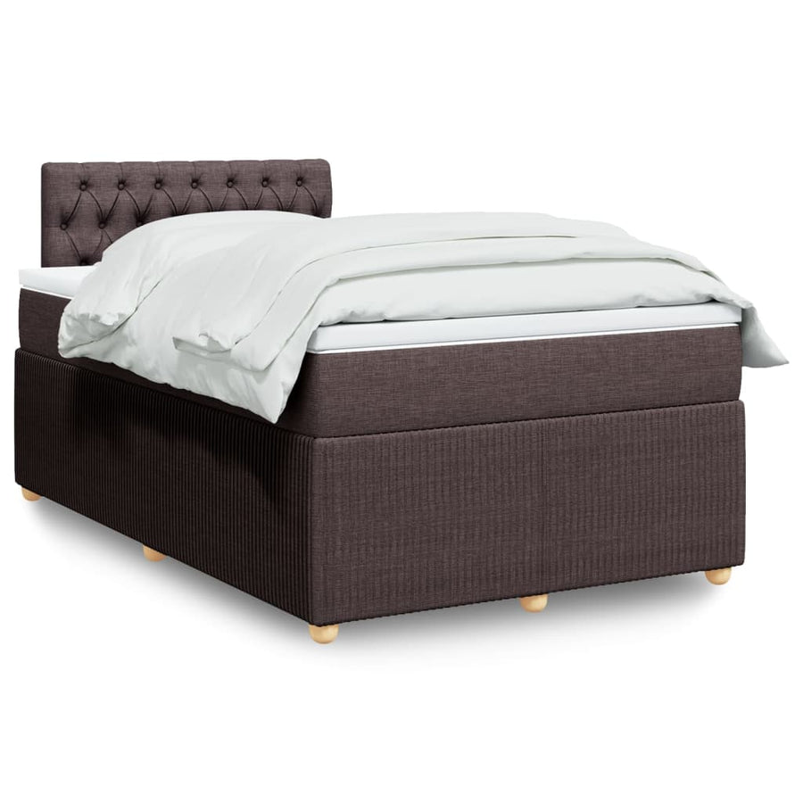 Boxspring met matras stof donkerbruin 120x190 cm
