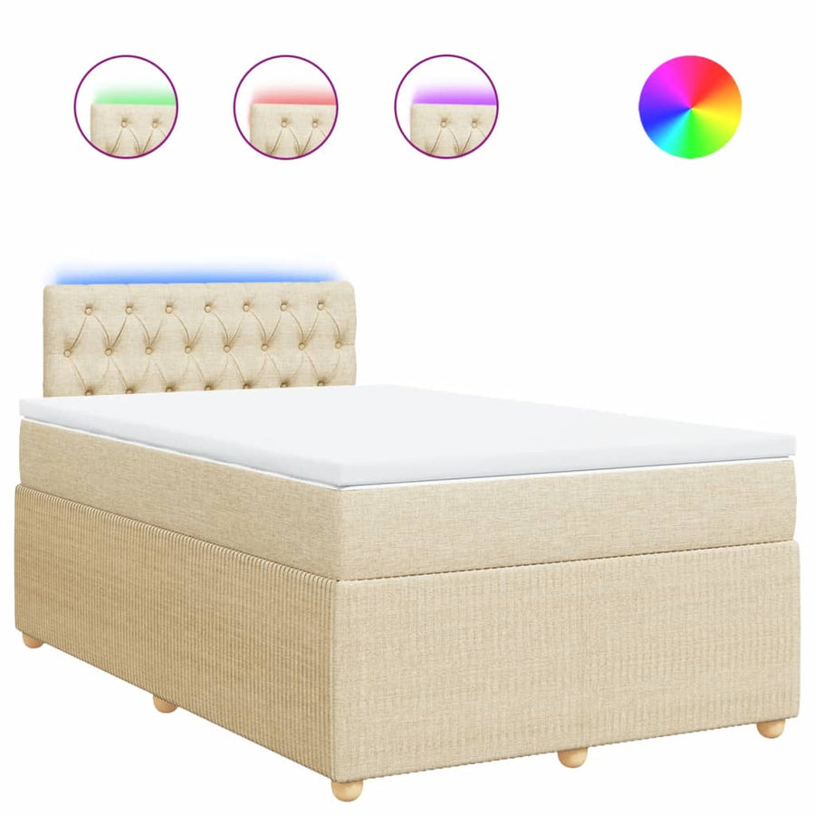 Boxspring met matras stof crèmekleurig 120x190 cm