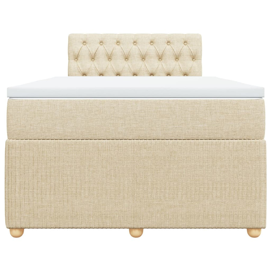 Boxspring met matras stof crèmekleurig 120x190 cm