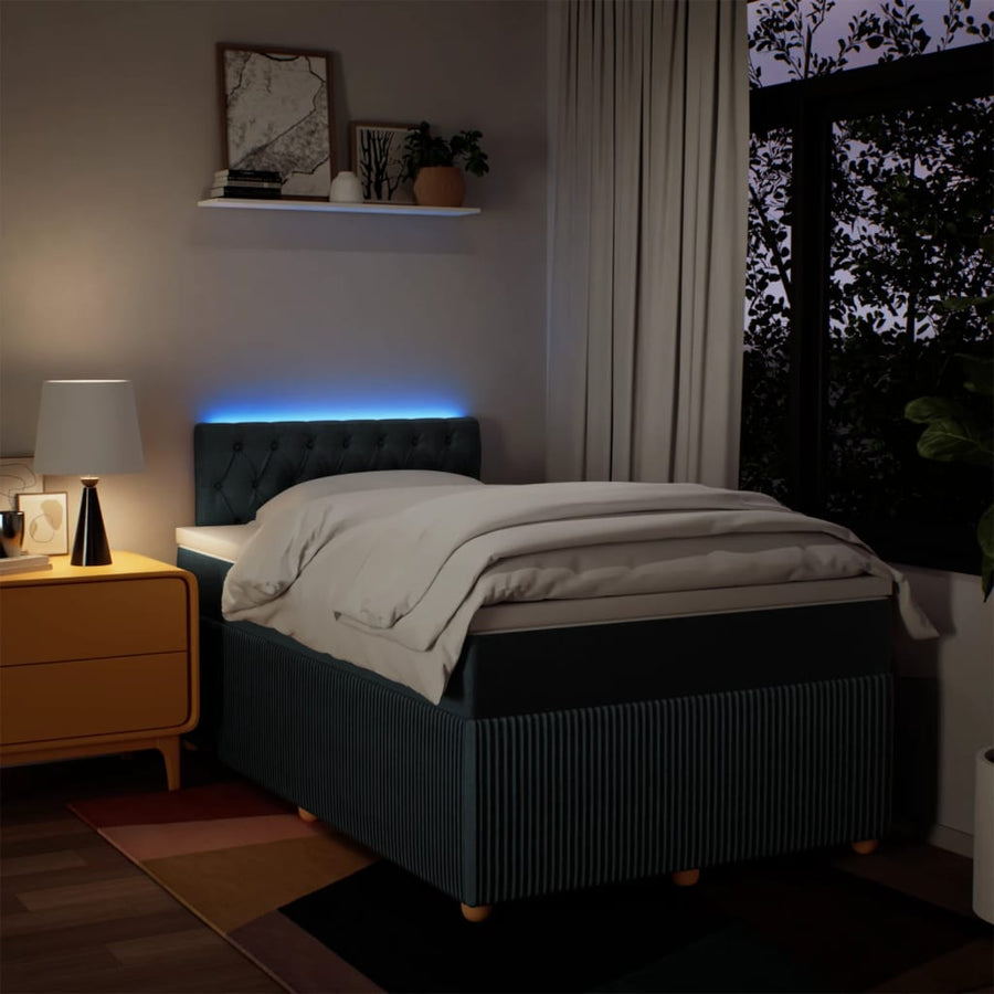 Boxspring met matras stof blauw 120x190 cm