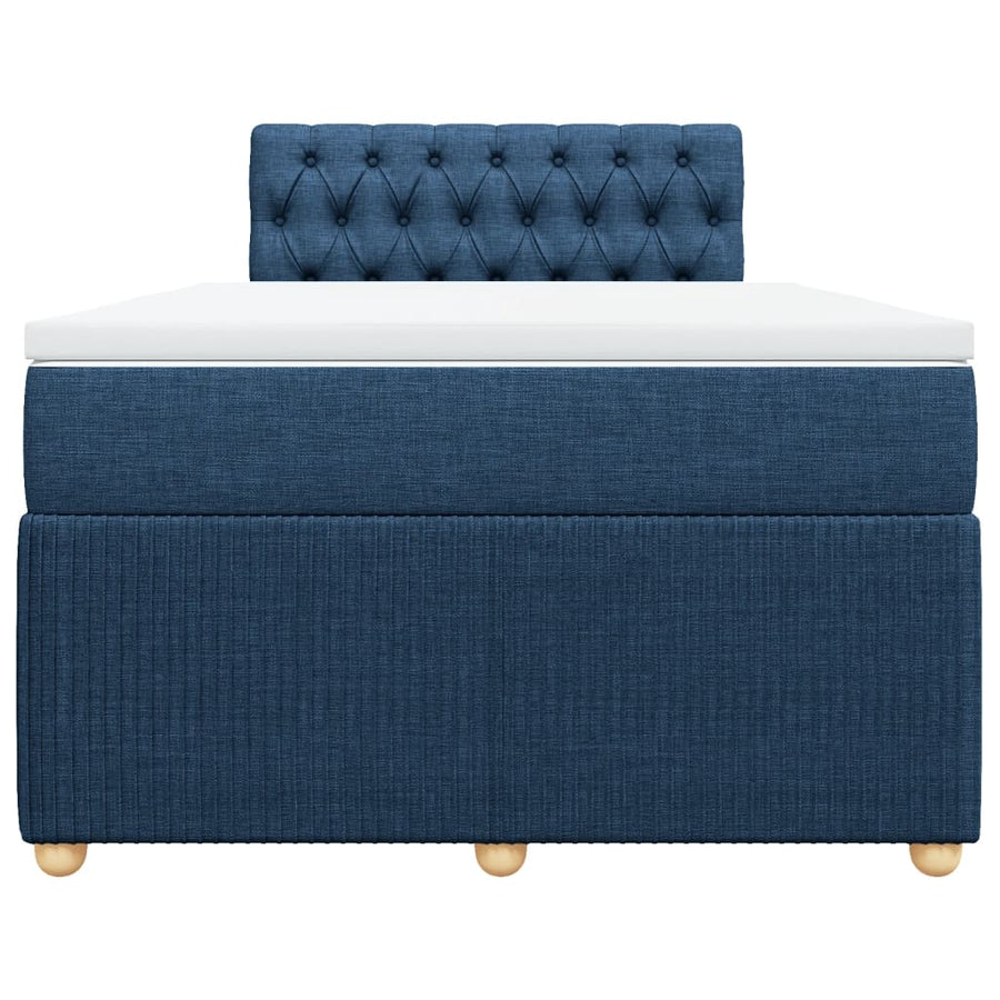 Boxspring met matras stof blauw 120x190 cm