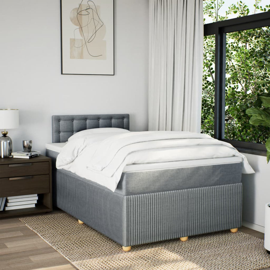 Boxspring met matras stof lichtgrijs 120x190 cm