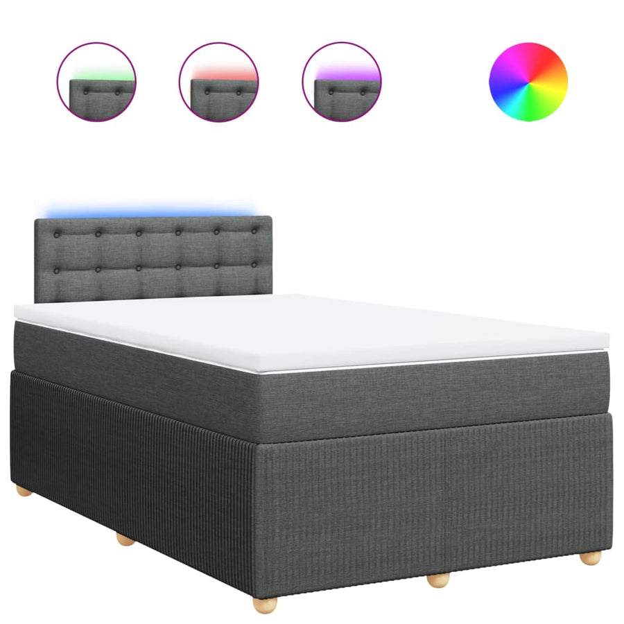 Boxspring met matras stof donkergrijs 120x190 cm