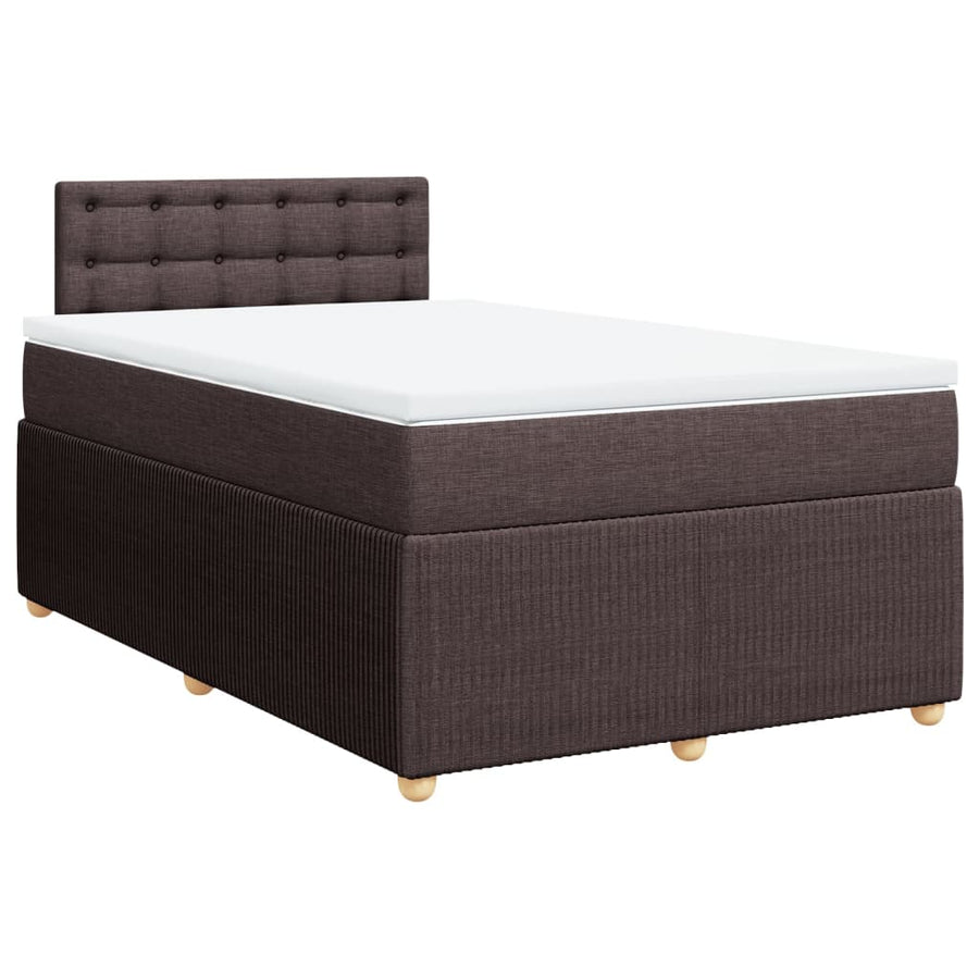 Boxspring met matras stof donkerbruin 120x190 cm