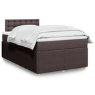 Box spring with mattress, dark brown fabric, 120x190 cm