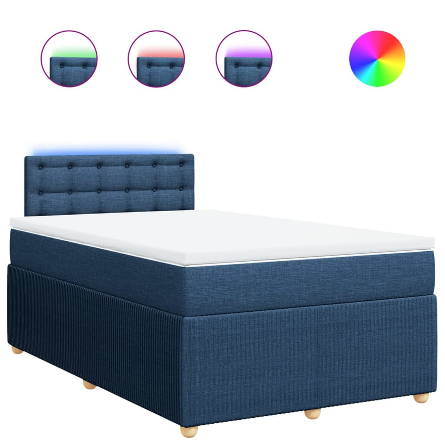 Boxspring met matras stof blauw 120x190 cm