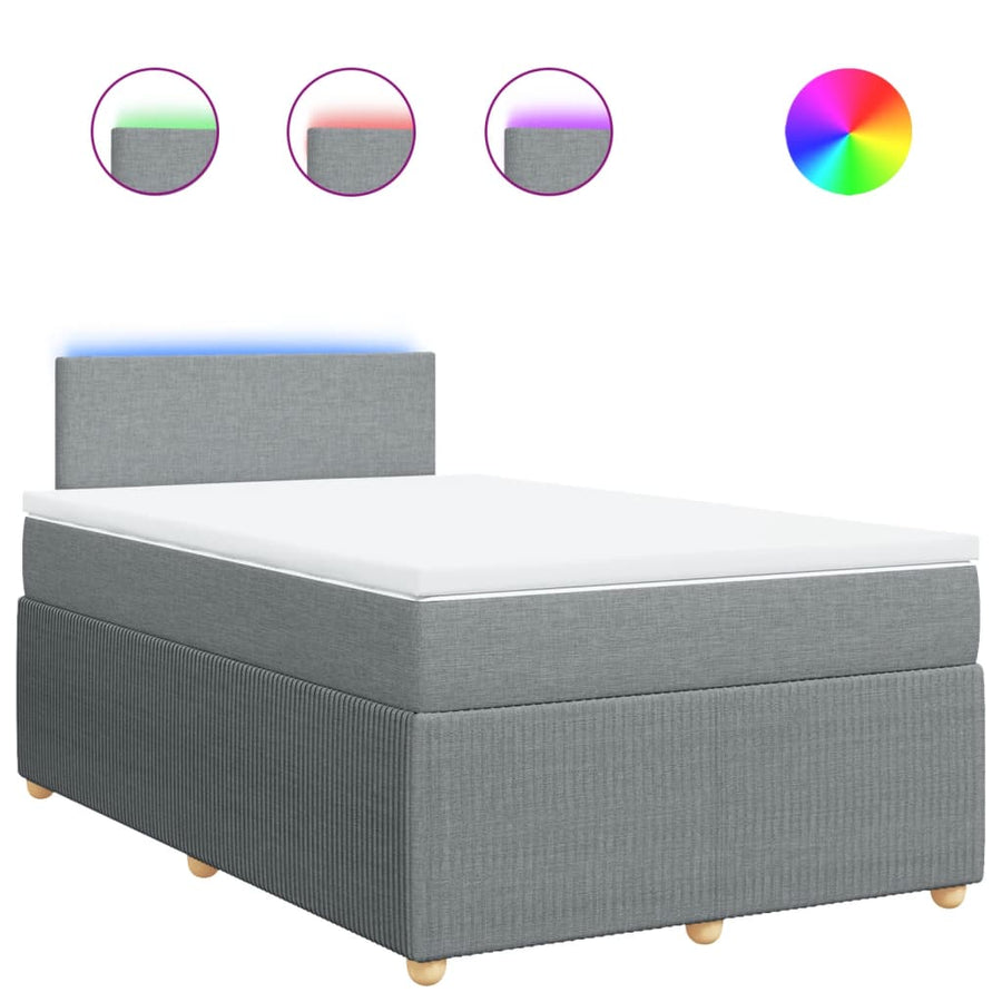 Boxspring met matras stof lichtgrijs 120x200 cm