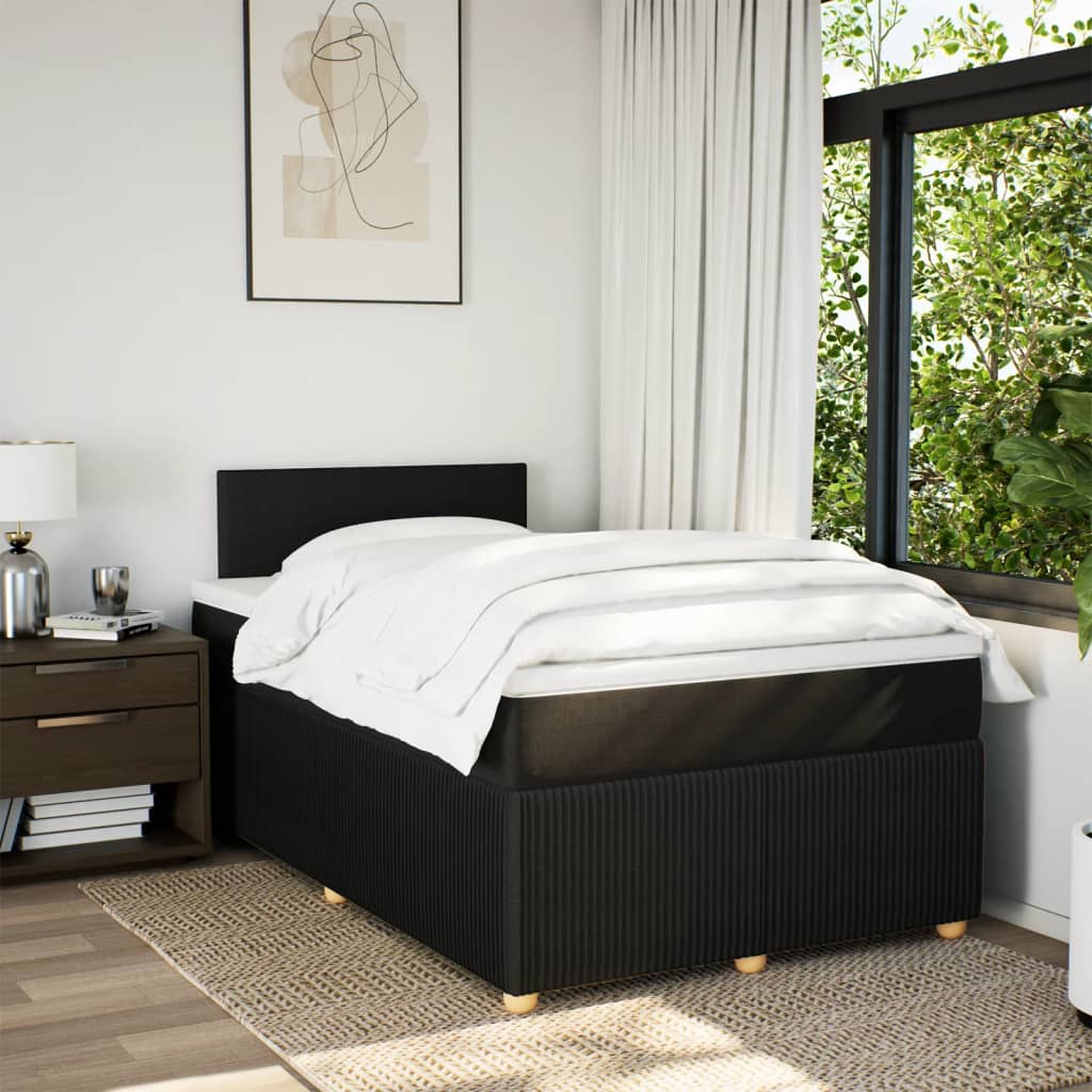 Boxspring met matras stof zwart 120x200 cm