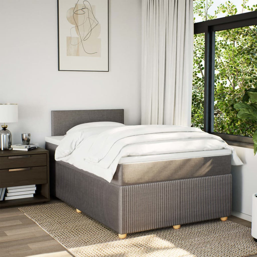 Boxspring met matras stof taupe 120x200 cm