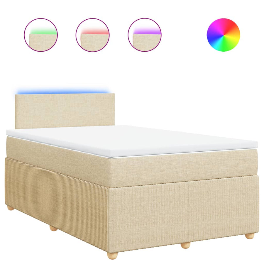 Boxspring met matras stof crèmekleurig 120x200 cm