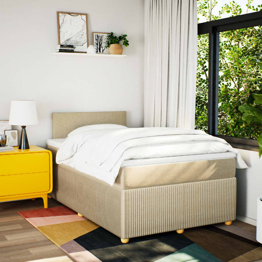 Boxspring met matras stof crèmekleurig 120x200 cm