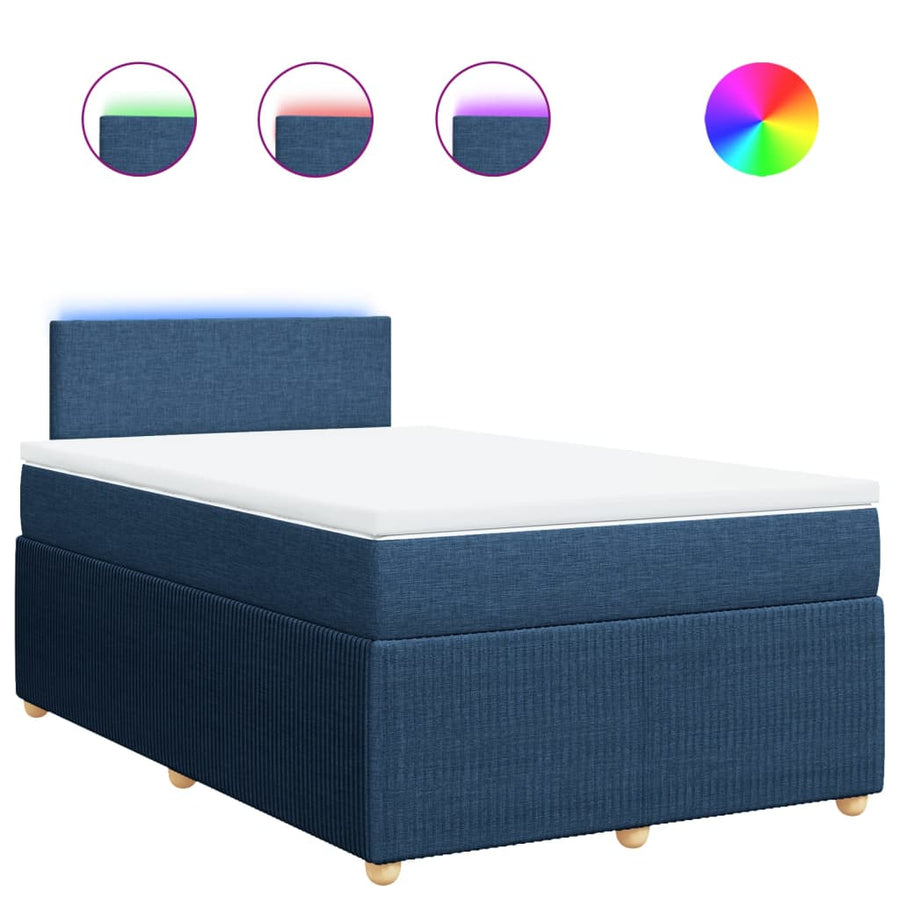 Boxspring met matras stof blauw 120x200 cm