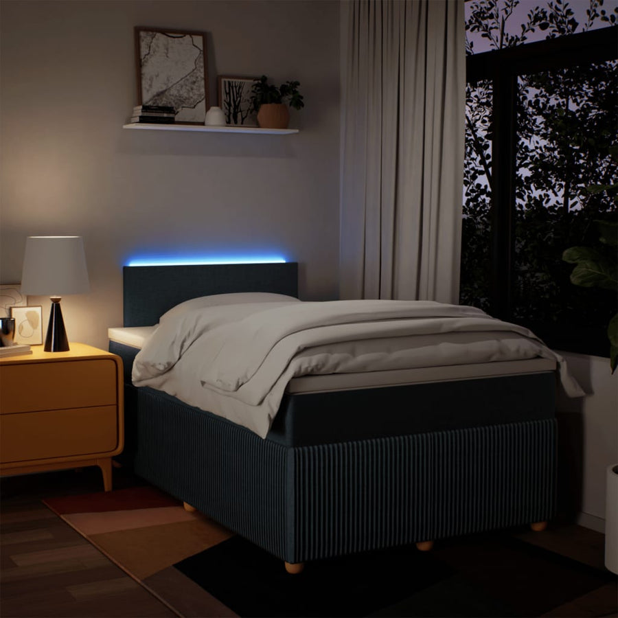 Boxspring met matras stof blauw 120x200 cm