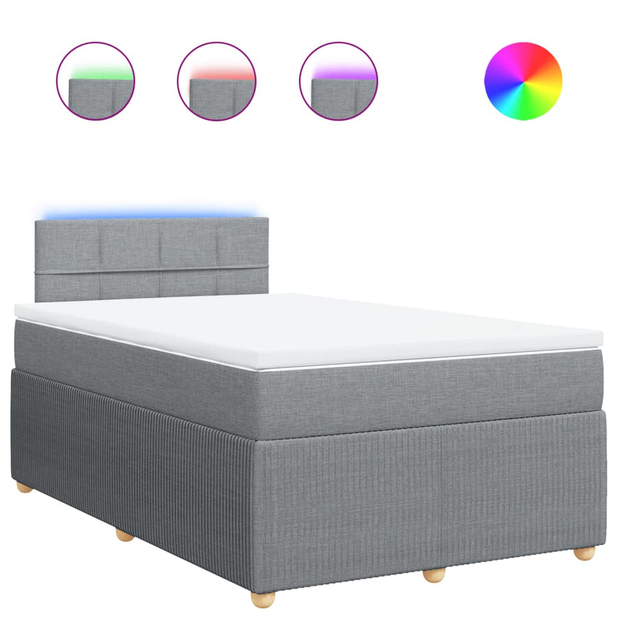 Boxspring met matras stof lichtgrijs 120x200 cm