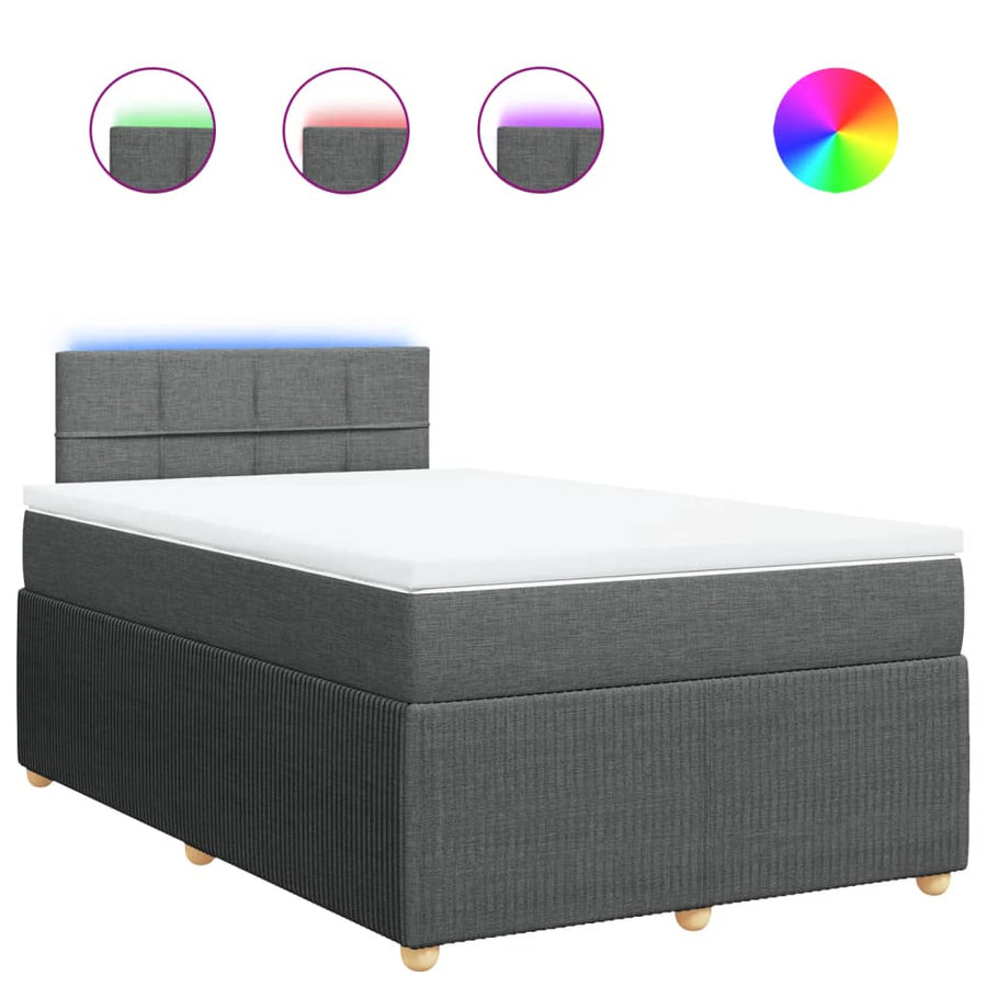 Boxspring met matras stof donkergrijs 120x200 cm