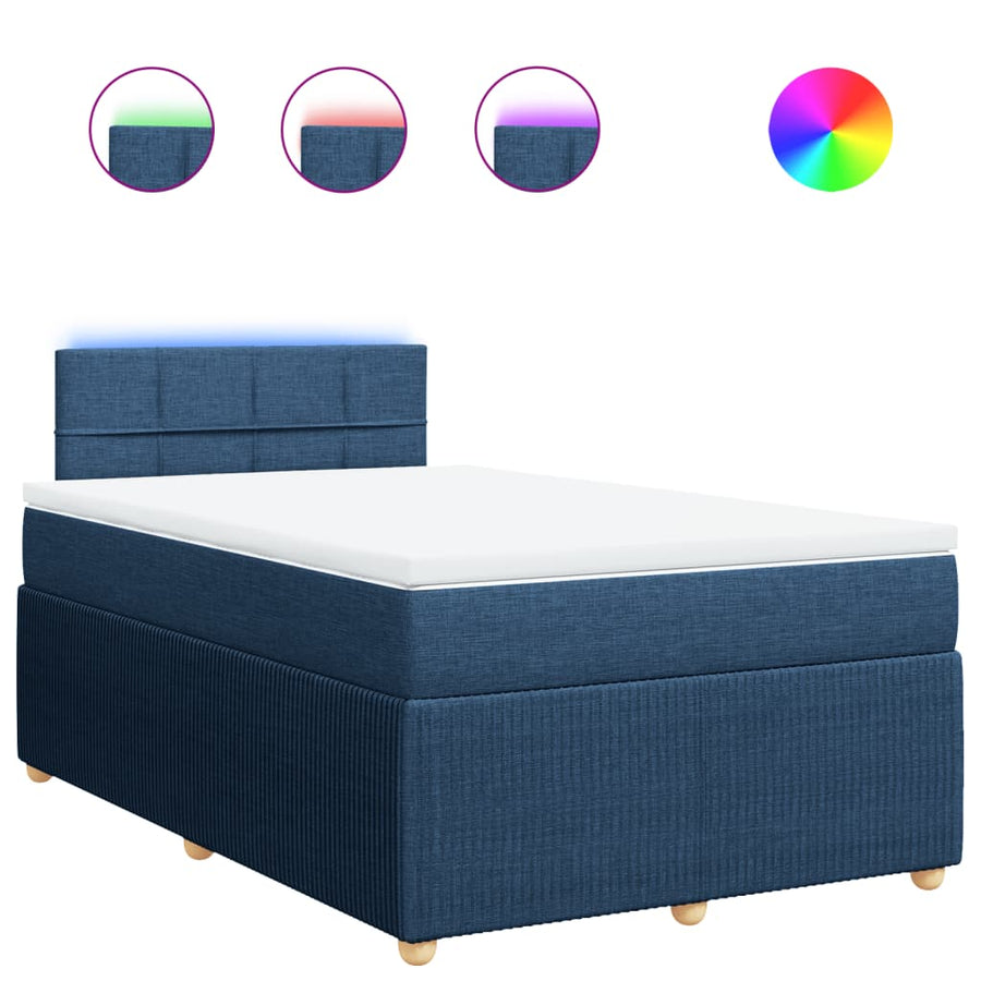 Boxspring met matras stof blauw 120x200 cm