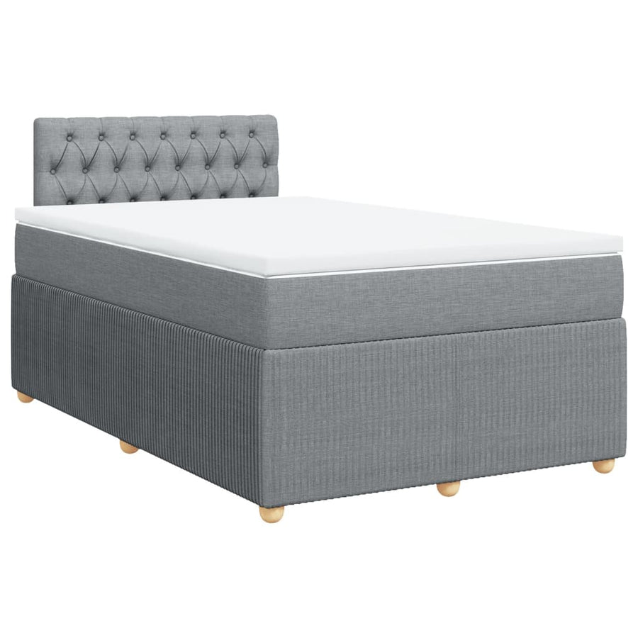 Boxspring met matras stof lichtgrijs 120x200 cm