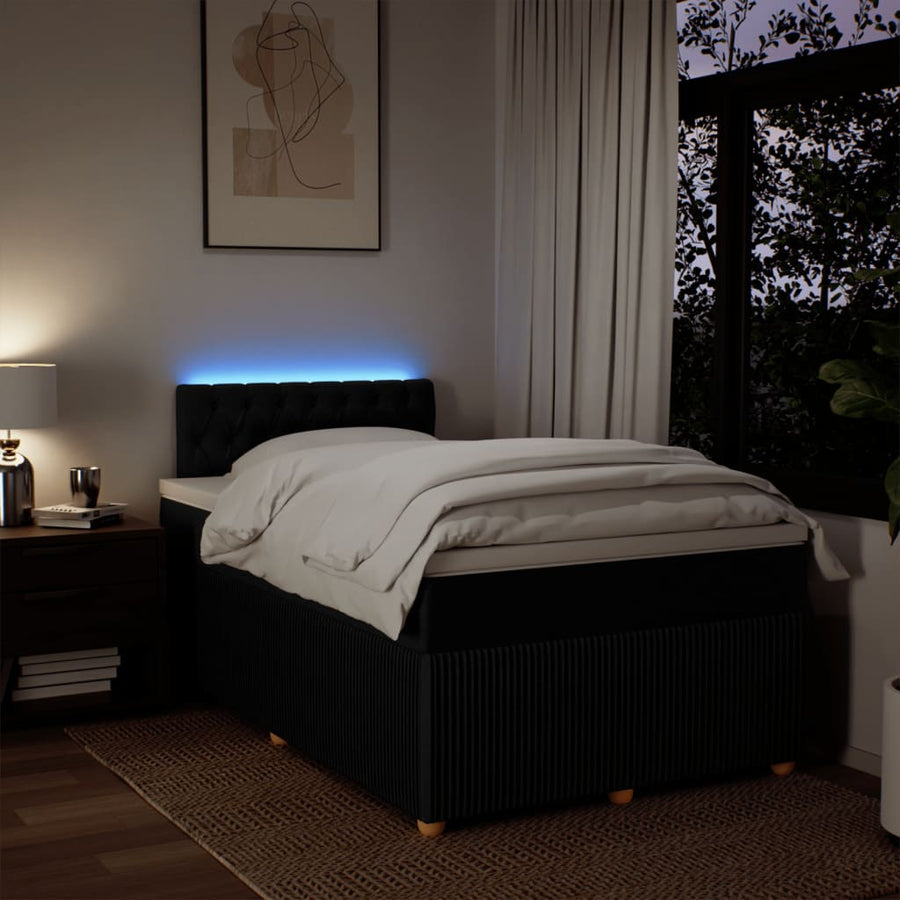 Boxspring met matras stof zwart 120x200 cm