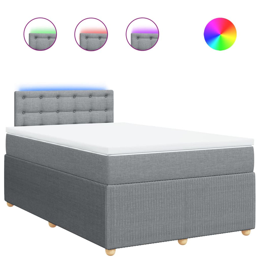 Boxspring met matras stof lichtgrijs 120x200 cm