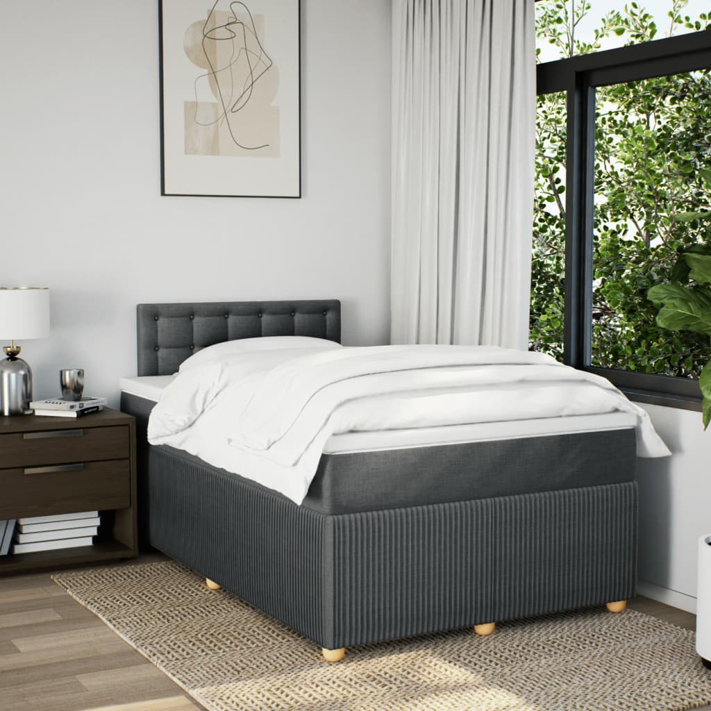 Boxspring met matras stof donkergrijs 120x200 cm