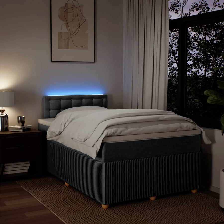 Boxspring met matras stof donkergrijs 120x200 cm