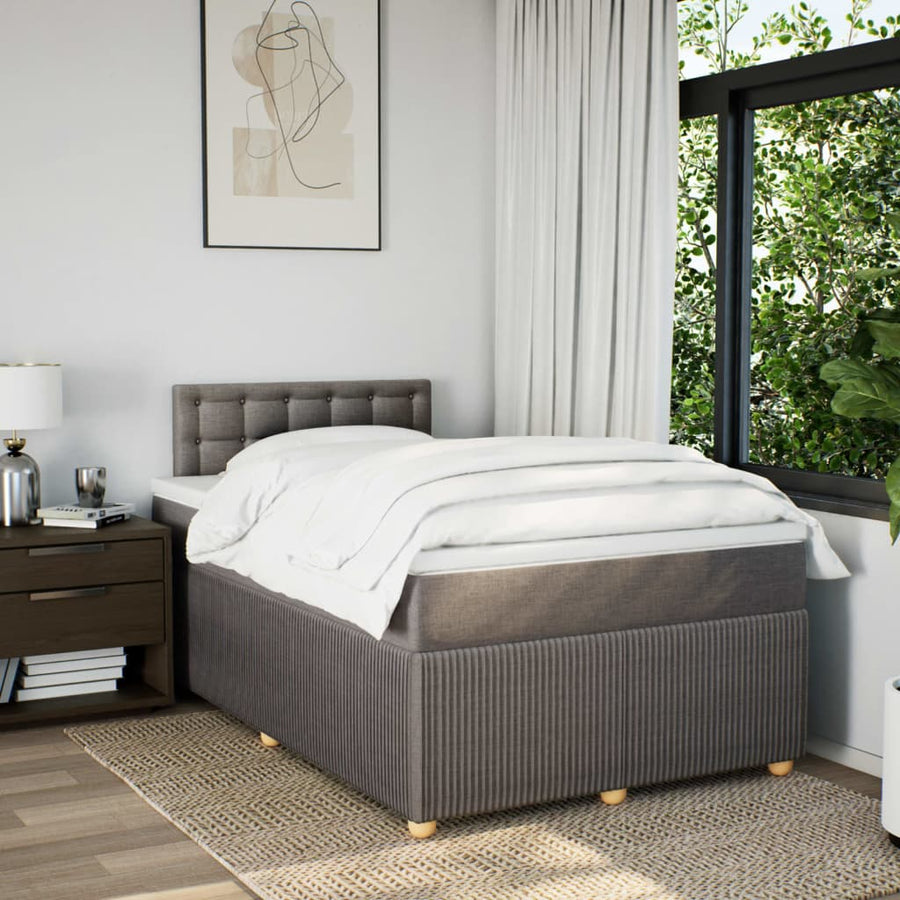 Boxspring met matras stof taupe 120x200 cm