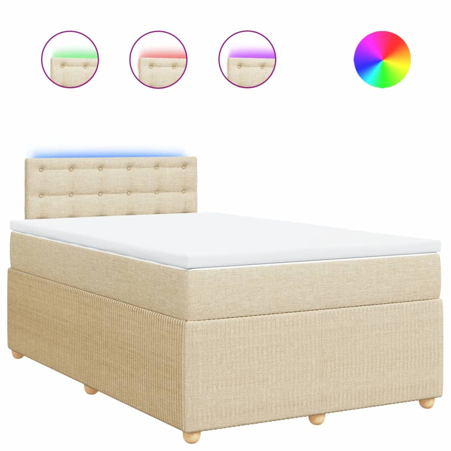 Boxspring met matras stof crèmekleurig 120x200 cm
