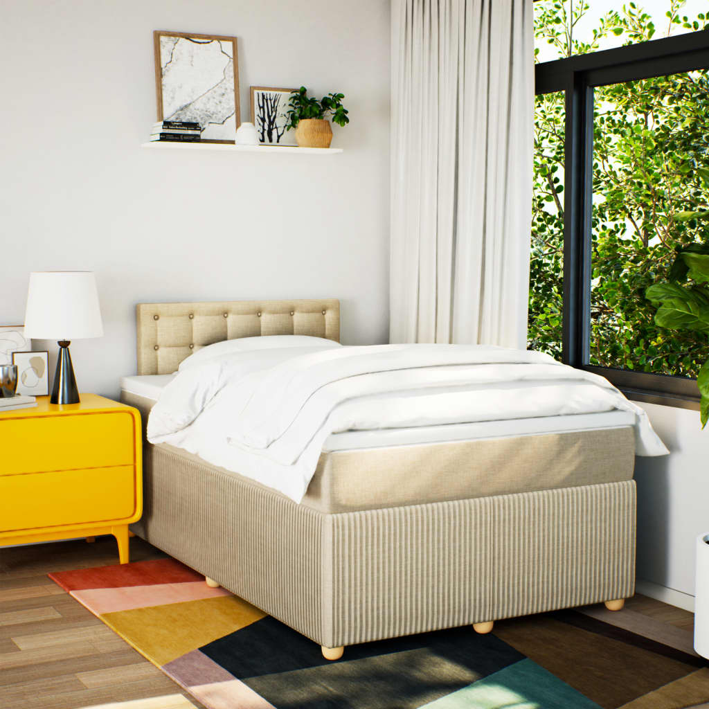 Boxspring met matras stof crèmekleurig 120x200 cm