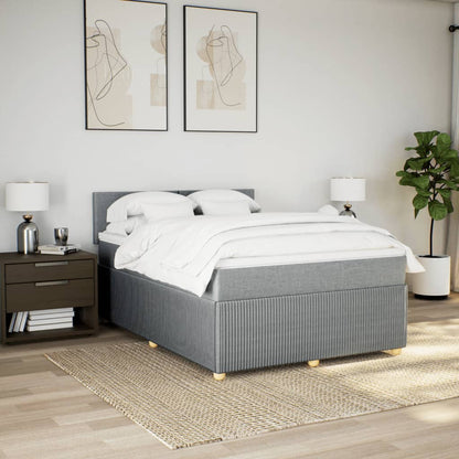 Boxspring met matras stof lichtgrijs 140x190 cm