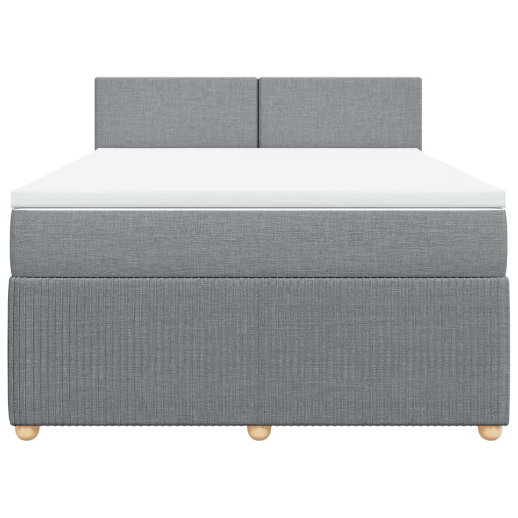 Boxspring met matras stof lichtgrijs 140x190 cm