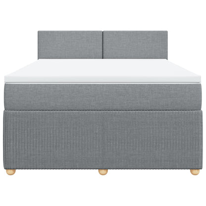 Boxspring met matras stof lichtgrijs 140x190 cm