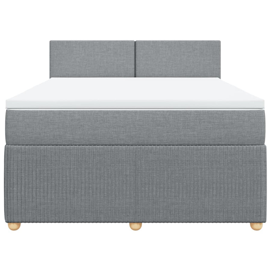 Boxspring met matras stof lichtgrijs 140x190 cm