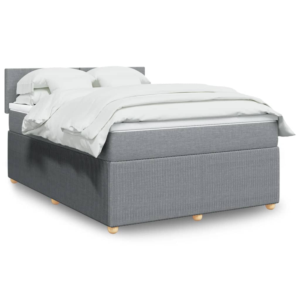 Boxspring met matras stof lichtgrijs 140x190 cm