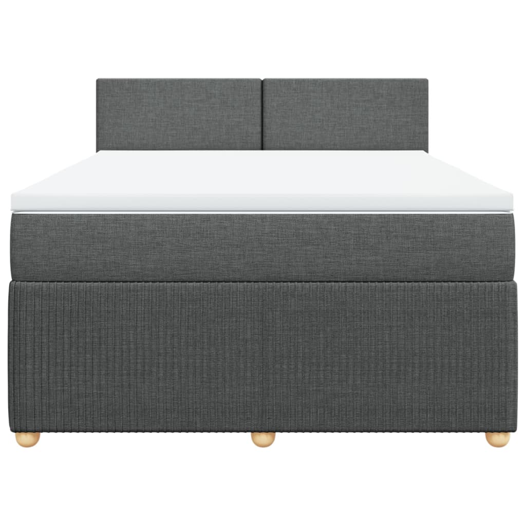 Boxspring met matras stof donkergrijs 140x190 cm
